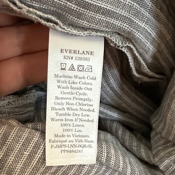 Everlane Linen Gray Striped Overalls Jumpsuit - Picture 7 of 7